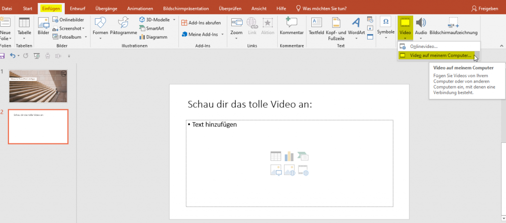 video in powerpoint einfügen